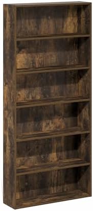 Furinno Basic DVD Shelf, 6-Tier Media Shelf, CD Rack, Amber Pine | 7 x 24 x 53, Open Shelf for DVD Blueray Game Disc, Cube Storage Organizer, for Living Room, Bedroom, Home Office