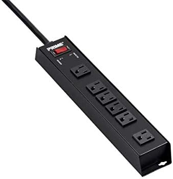 Monoprice Metal Surge Protector - 6 Outlet Power Strip, 1150 Joules 15 Amp, 125 Volt, 1875 Watt, 15 Feet, Black