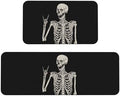 Skull Smile Kitchen Floor Mat Set of 2, Non Slip Rugs Absorbent Mats for Floor Countertop Office Home, Rock and Roll Indoor Outdoor Decor Doormat 17" x 29.5" + 17" x 47"