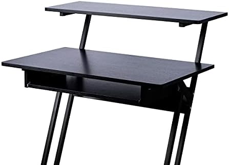 Monoprice Recording Studio Desk - with Raised Platform and Keyboard Tray, Black - Stage Right