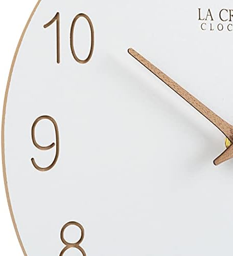 La Crosse Clock 404-3630B 12 inch Ivory Sierra Wood Quartz Analog Wall Clock