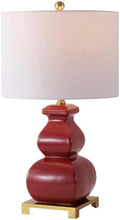 JONATHAN Y Vienna 25.5" Classic Red Ceramic Gourd Table Lamp, Brass Base