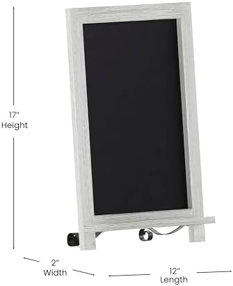 Flash Furniture Magnetic Tabletop Chalkboard Sign, 12" x 17", White Wash