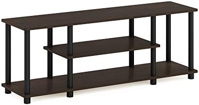 Furinno Turn-N-Tube No Tools 3D 3-Tier Entertainment TV Stand up to 50 inch TV, Round Tubes, Dark Brown / Black | for TV up to 50 Inch, Open Frame Rectangular Entertainment Center with Storage Shelf, TV Console, for Living Room, Bedroom
