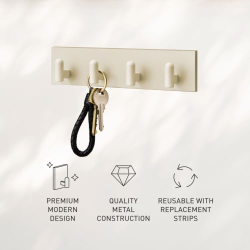Command Decor Metal Key Rail, Light Beige, 1 Hook Rail, 8 Small Strips