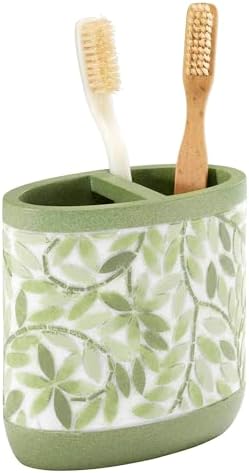 Avanti Linens - Bath Set, 4pc Countertop Accessories, Resin Tumbler, Toothbrush Holder, Soap Dish, Lotion Pump (Stratford Collection, Green)