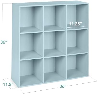 Best Choice Products Kids Bookcase 9-Cube Storage Organizer, 11in Shelf Opening, Bookshelf, Toy Storage, Customizable w/ 3 Removable Back Panels – Light Blue
