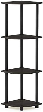 Furinno Turn-N-Tube Toolless Assembly 4-Tier Storage Shelves, Espresso