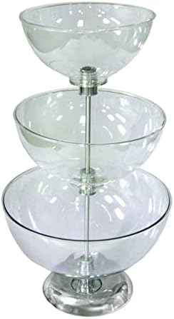 Azar 720304 Three-Tier 10", 12" & 14" Bowl Counter Display with Overall Height 25" & 8" Chrome Base