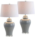 JONATHAN Y Winnie Ceramic Urn LED Table Lamp 27" Bedside, Gray, Set of 2