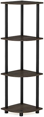 Furinno Turn-N-Tube Toolless 4-Tier Storage Shelves, Dark Brown Grain
