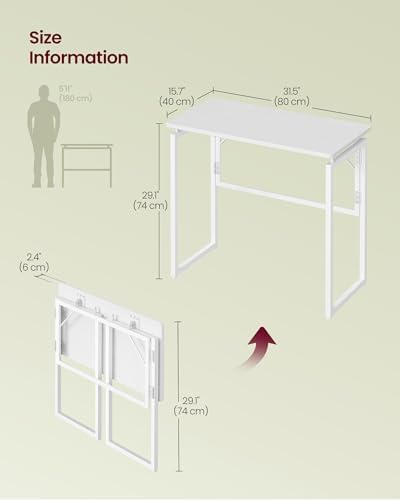 VASAGLE Folding Desk, Small Computer Desk, Foldable Table 31.5 Inch