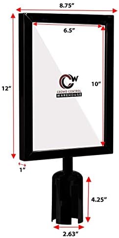 Crowd Control Warehouse Stanchion Sign Frame, 8.5x11 Vertical, Satin Brass