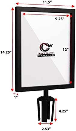 Crowd Control Warehouse Stanchion Post Top Sign Frame, 11x14 Inch Vertical