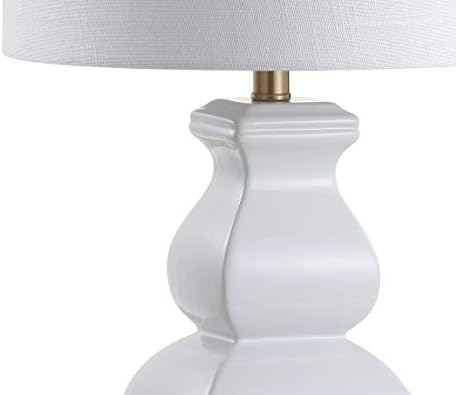 JONATHAN Y Vienna 25.5" Ceramic Metal Footed Vase Table Lamp, White/Gold