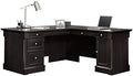 Sauder Palladia L Shaped Desk with Drawers, Office Desk with File Cabinet Storage, Cable Management, Keyboard Tray, in Wind Oak Finish