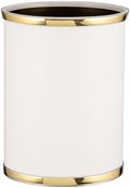 Kraftware 50274 Sophisticates W/Polished 14" Oval Waste Basket Wastebasket, White with Brass