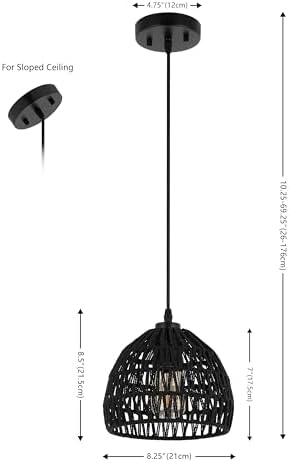 JONATHAN Y Campana 1-Light Pendant Dome Ceiling Lamp, 8.25", Black
