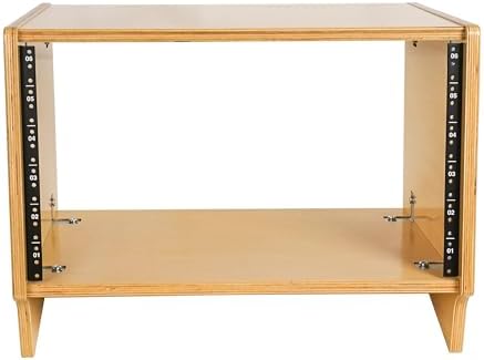 Sound Town DIY 6U Angled Desktop Turret Studio Rack with Solid Baltic Birch Plywood, Golden Oak, Assembly Required (SDRK-Y6SL)