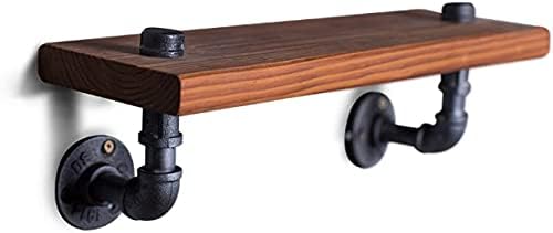 Storage Rack Storage Rack Storage Shelf Wood Wrought Iron Shelf Vintage Clapboard Creative Bookshelf Combination Wall Water Pipe Shelf Brown Double Layer Storage Shelf (Brown Three Layers Storage