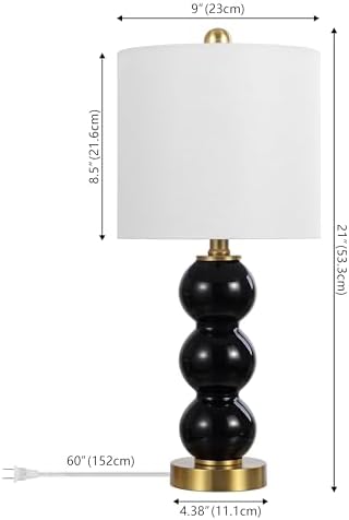 JONATHAN Y February 21" Stacked Sphere Table Lamp, Black/Brass Gold