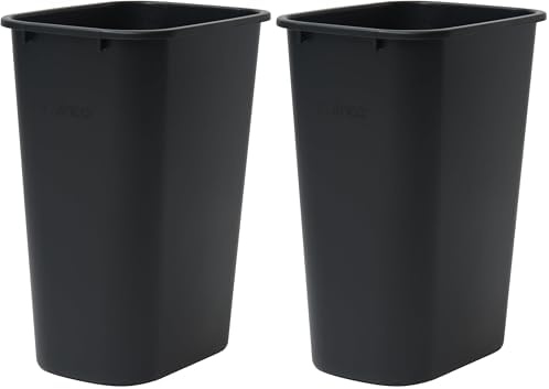 Winco PWR-41K Waste Basket, 10 Gallon, Black (Pack of 2)