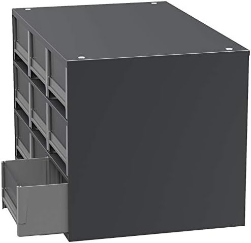 Akro-Mils Steel Garage Storage Cabinet, Small Parts Organizer Metal Cabinet for Hardware, Nails, Screws, Bolts, Nuts, and More, 17" W x 11" D x 11" H, 9-Drawer, Gray Cabinet/Gray Drawers (19909)