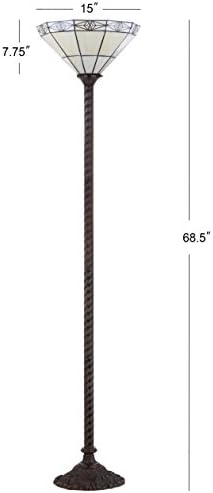 JONATHAN Y Moore Tiffany Style Torchiere Floor Lamp 68.57" Metal, Bronze
