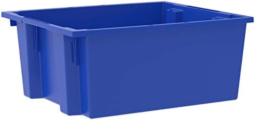 Akro-Mils 35225 Nest and Stack Plastic Storage Bins, Heavy Duty Industrial Strength Totes for Storage, Transportation and Material Handling Boxes, 23-1/2" L x 19" W x 10" H, Blue, 3-Pack