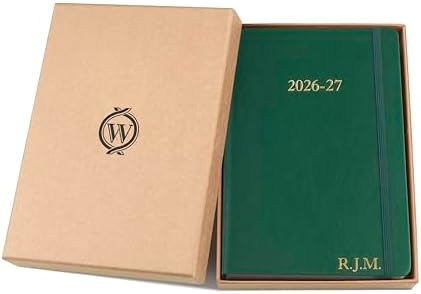 Wykeham's Executive 2026-27 Daily Journal Planner – Customization Available – Mid-Year Academic Diary – July 2026 to June 2027 (Personalized Racing Green, 8.5"×5.5")