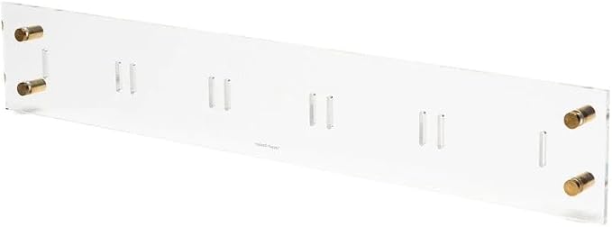 russell+hazel Acrylic Wall Rail with Gold Hardware, Clear, 24" | Mounts accessories along a sleek acrylic rail for wall organization. Clear with gold-toned hardware, doubles as decor.