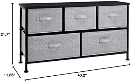 Amazon Basics Extra Wide Fabric 5-Drawer Storage Organizer Unit for Bedroom Closet, Black