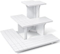 3-Tier Corner Display Stand for Vendors, White PVC Retail Tabletop Shelves
