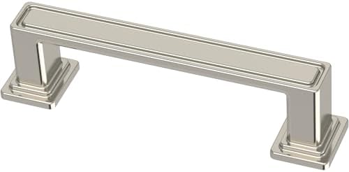 Franklin Brass 10 Pack Polished Nickel Cabinet Handles 3 inch (76mm) Kitchen Cabinet Handles and Drawer Pulls for Cupboards and Dressers | Recessed Square