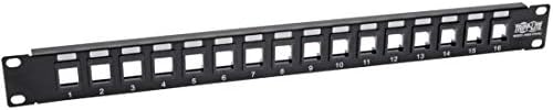 Tripp Lite 16-Port Keystone Blank Patch Panel RJ45, USB, HDMI, Cat5e / Cat6 Rackmount Unshielded 2URM (N062-016-KJ)