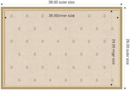 Kate and Laurel Framed Fabric Pinboard 38 x 26, Beige Botanical Block Print Printed Linen Classic Bulletin Board for Use as a Vision Board or Wall Organization, Florence Gold Frame