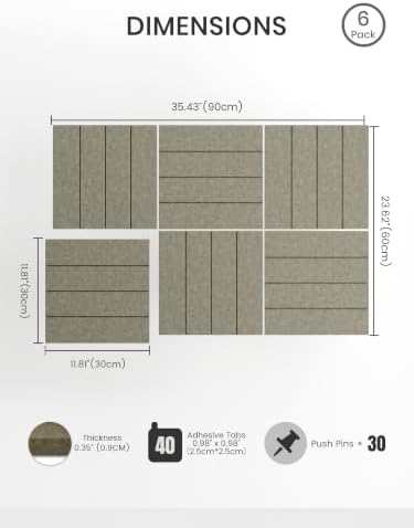 Bumusty 36" x 24" Large Cork Board Alternative, Earth Brown