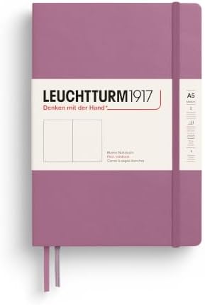 LEUCHTTURM1917 - Notebook Hardcover Medium A5-251 Numbered Pages for Writing and Journaling - Thinking Ahead (Plain Paper, Dusty Rose)