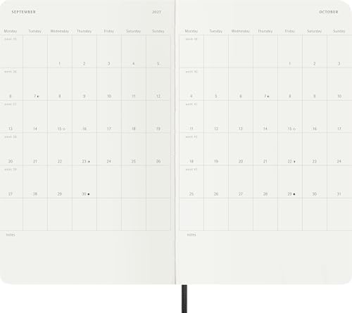Moleskine 2027 12-Month Weekly Planner, Large, Black, Softcover