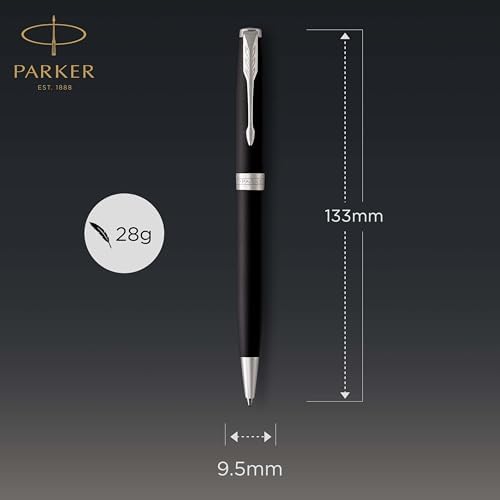 Parker Sonnet Ballpoint Pen | Matte Black Lacquer with Palladium Trim | Medium Point Black Ink | Gift Box