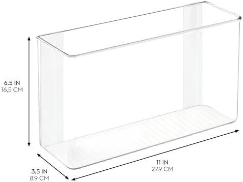 iDesign AFFIXX Plastic Wall Mount Organizer for Kitchen Bathroom, Office, Bedroom, Garage, Craft Room, 3.5" x 11" x 6.5", Clear