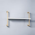 Contemporary Wall Unit Bookcase Metal Frame Pine Wood Shelf Bookshelf Wall-Mounted Bookshelf Wrought Iron Bag Rack Multi-Layer Clothing Store Decoration White Gold 23.6" L x 9.8" W x 17.3" H