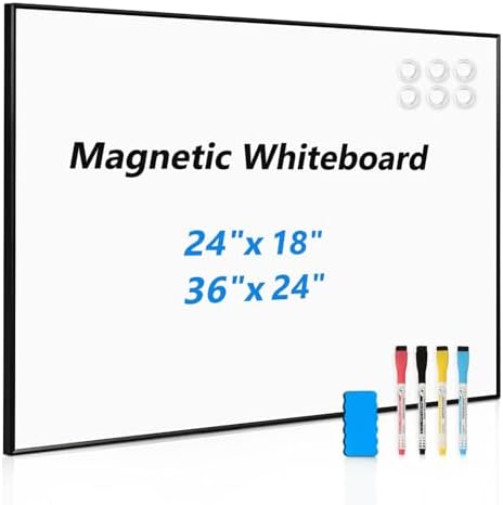 Magnetic Whiteboard, 24" x 18" Dry Erase White Board for Wall