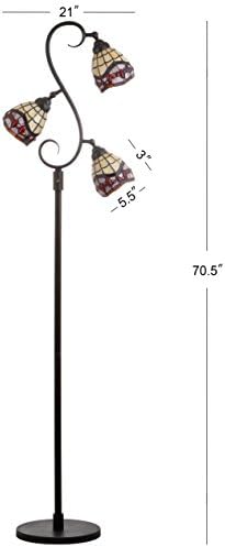 JONATHAN Y Walker 3-Light Tiffany Floor Lamp Stained Glass 70.5", Bronze