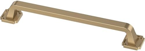 Franklin Brass 10 Pack Champagne Bronze Gold Cabinet Handles 6-5/16 inch (160mm) Kitchen Cabinet Handles and Drawer Pulls for Cupboards and Dressers |Notched Backplate