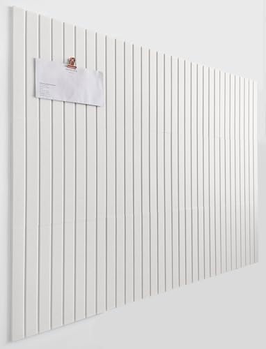 Slated Felt Bulletin Board Tiles | Cork Board Alternative for Walls | Wall Panels for Office & Home Decor | Aesthetic Pinboard & Photo Board | 12-Pack (11.8" x 11.8") with Adhesive | Warm White