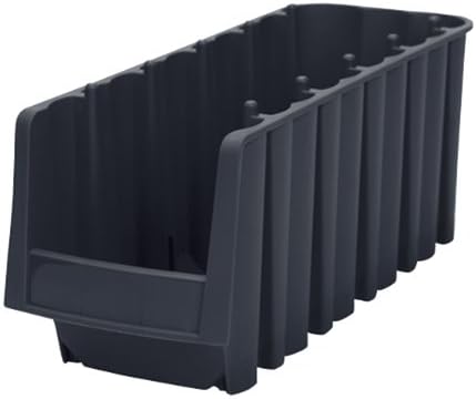 Akro-Mils 30718 Economy Stacking Shelf Plastic Storage Bins, (12-Inch x 8-3/8-Inch x 5-Inch), Black (8-Pack)