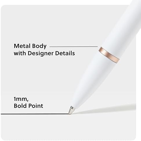 U Brands Monterey Ballpoint Pens, Set of 12, White and Rose Gold, Bold (1.0 mm) Point, Black Ink