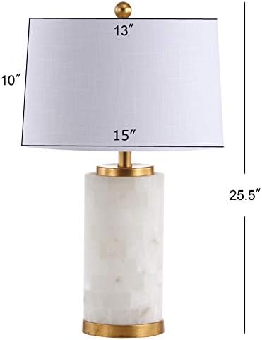 JONATHAN Y Eliza 25.5" Alabaster 2-Light Table Lamp, White/Gold Leaf