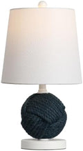 JONATHAN Y Monkey 18" Navy Blue Rope Knot Globe Table Lamp, Metal Base
